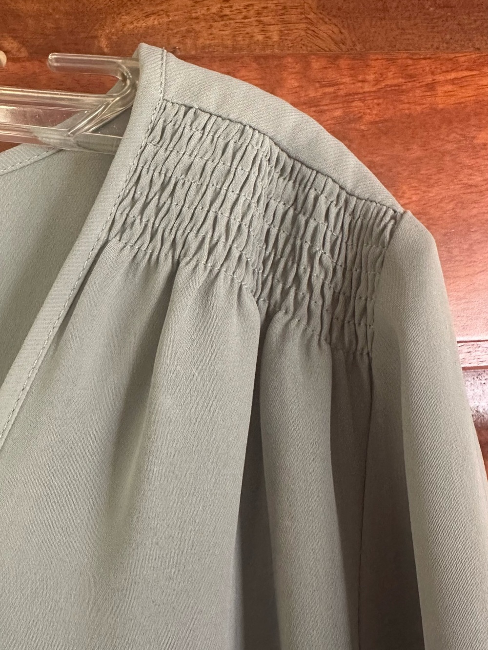 Lands' End Sage Green Button-Front Women's Blouse - Picture 5 of 6